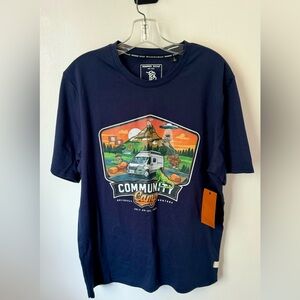 Branded Bills Camping Novelty T-shirt Men’s L Navy Graphic Print Alien Montana